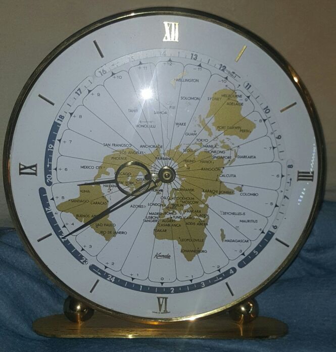 Kieninger & Obergfell Kundo Brass Quartz Desk Standing World Clock