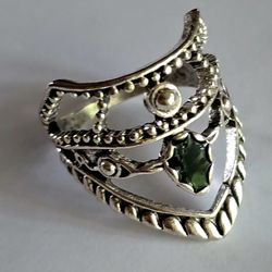 QUALITY TITANIUM SILVER LACE PRONG SET BLACK ONYX EMBOSSED NEW SIZE 8 RING