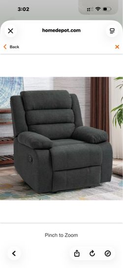Modern Dark Gray Polyester Upholstered Manual Recliner with Adjustable Backrest and Footrests (Set of 1)