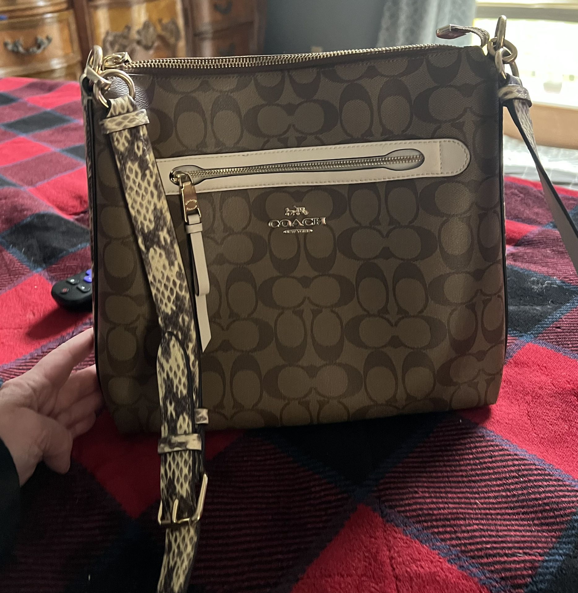 REAL COACH Crossbody Purse Flawless With Snakeskin