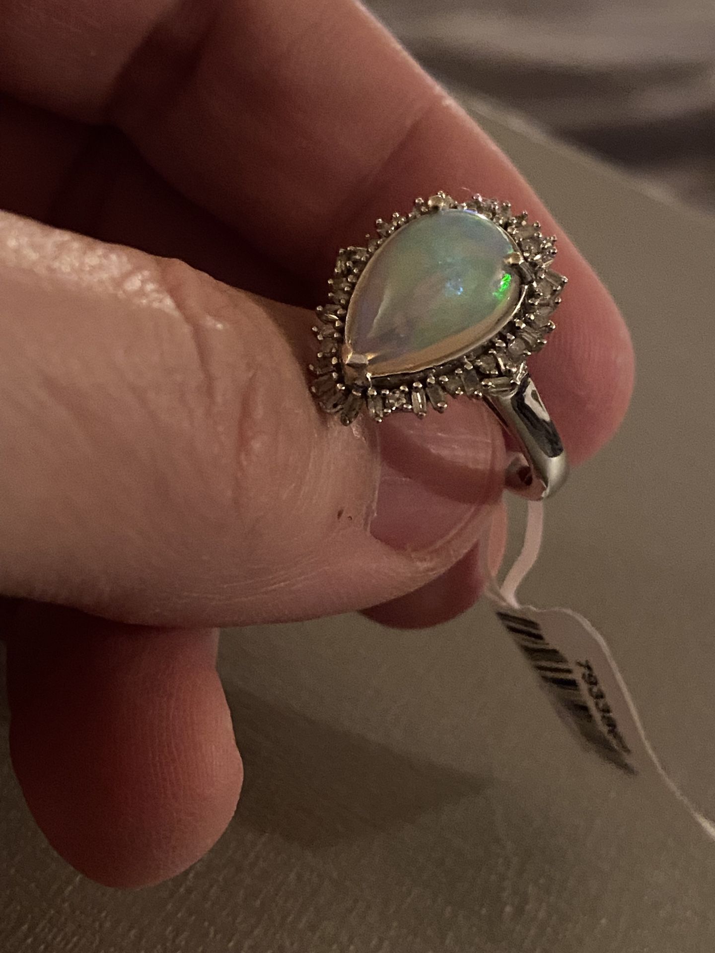 Premium Ethiopian Welo Opal & Diamond ring - Sz 8 - new!