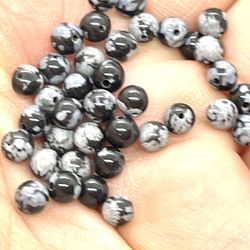 Lot Of 145 Snowflake Obsidian Beads