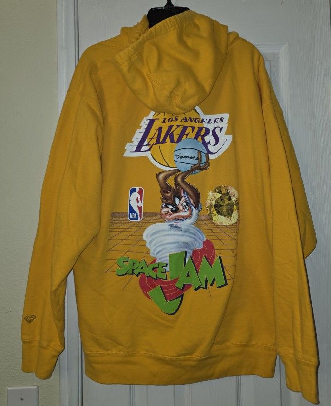 Diamond Supply x Space Jam Lakers Hoodie Yellow Size XL Tazmanian Devil