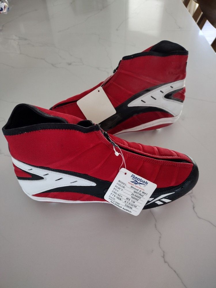 Reebok Shroud Red/White/Black High Top Football Cleats Size 11