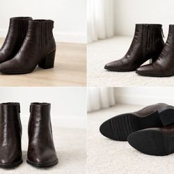 ZARA women’s ankle boots in brown with crocodile-style texture. Size 37. Block heel, stylish and comfortable. Gently used and clean. No major flaws. S