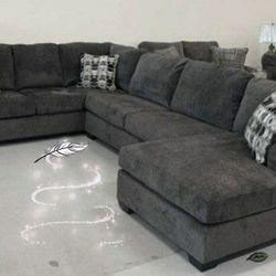Ballinasloe Smoke Sectional Sofa With Chaise 🎀 Other Color Available 
