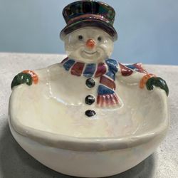 Ceramic Snowman Holiday Candy Bowl