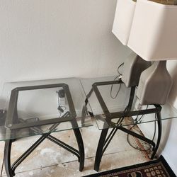 Set Of Two Glass Side Tables 