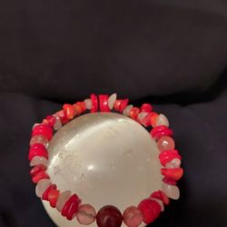Fire Agate And Red Coral Healing Bracelet 
