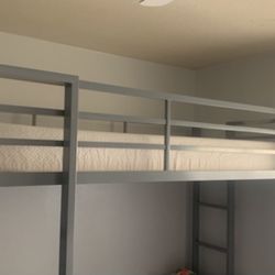 Twin Metal Loft Bed With Desk 
