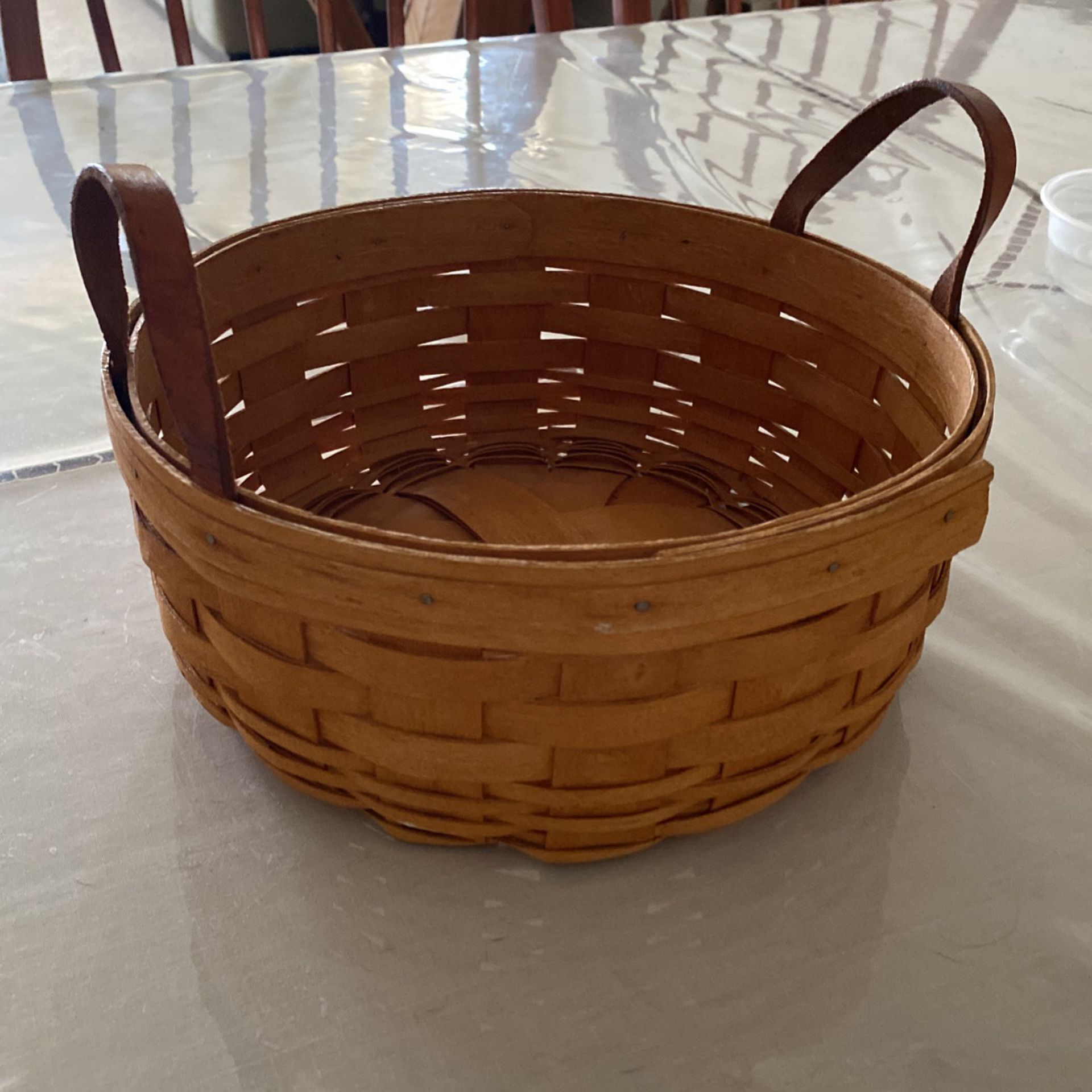 Longaberger Fruit / Miscellaneous Basket With Leather Handle