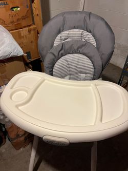 Crib, mattress, bassinet with pad,walker and high chair