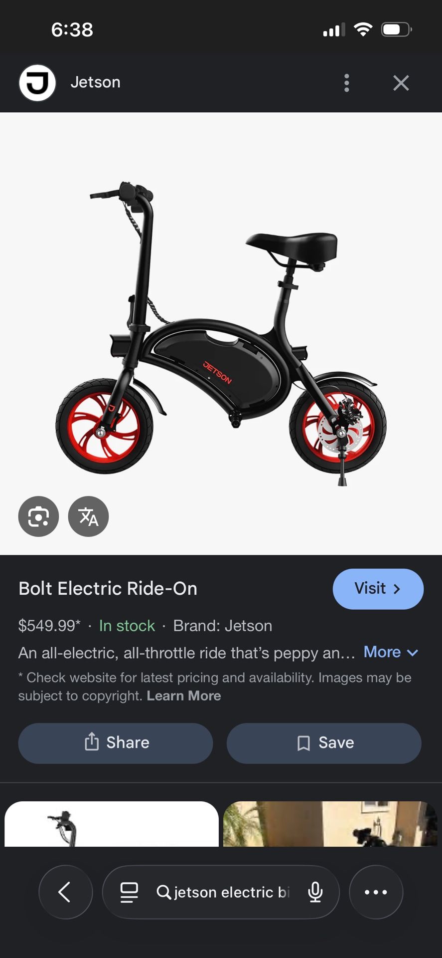 Jetson Bolt Electric Bike – Great Condition, Just Needs a New Tire