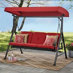 New Red Or Beige Outdoor Patio Daybed Swing 3-seater