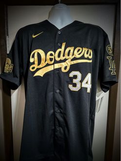 Los Angeles Dodgers #34 Fernando Valenzuela WS Champion Baseball Jersey - Small