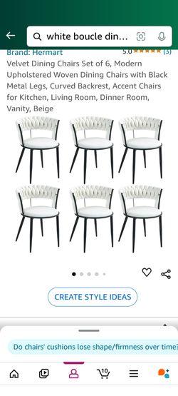 White Boucle Set Of Dinning Chairs Brand New