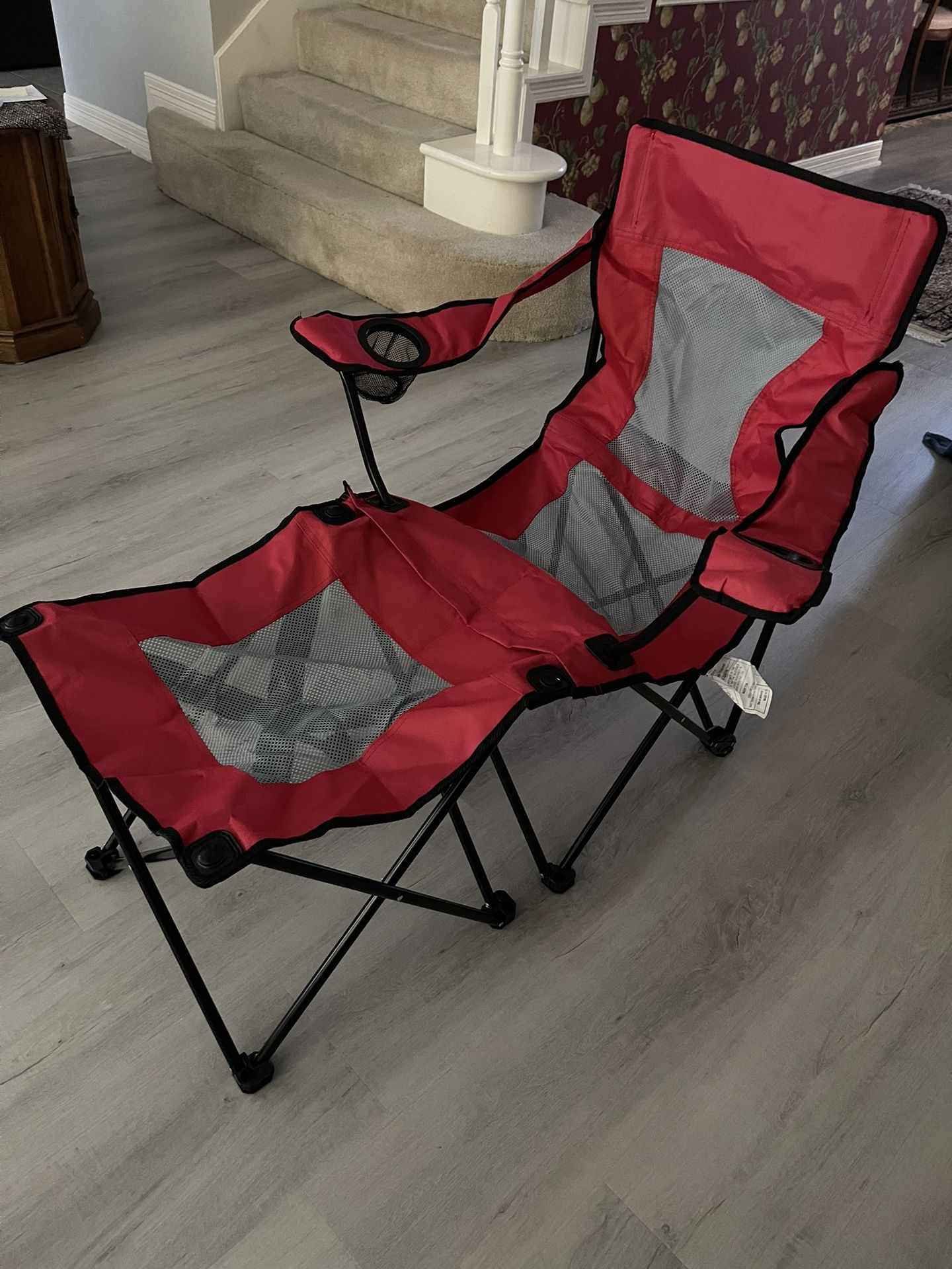 2 In 1 Camping Chair Plus Table / Footstool With Case- New