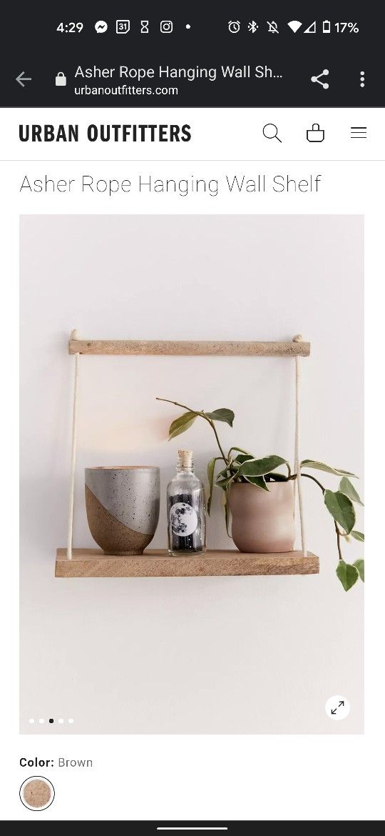 Rope Hanging Wall Shelf- Brand New From Urban Outfitters