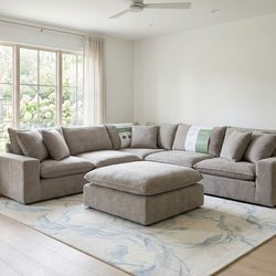 Beige/Taupe Aiden & Ivy Sectional Cloud Couch + Designer Grade