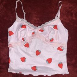 Pink Strawberry Lace Top