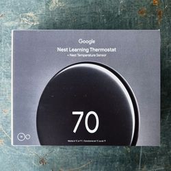 Google Nest Learning Thermostat 4th Gen Polished Obsidian + Temp Sensor Wi-Fi Alexa HomeKit Smart