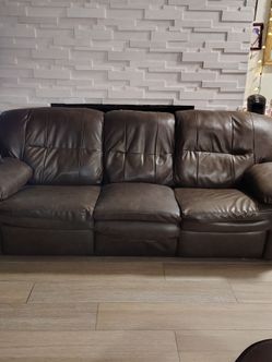 Brown Faux Leather Sofa