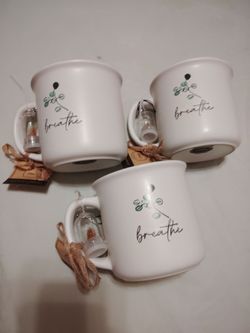 Breathe ceramic mug when keychains 3 set