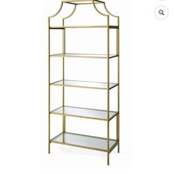 5 shelf bookcase and glass table