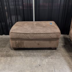Contemporary Tan Upholstered Ottoman in Microfiber