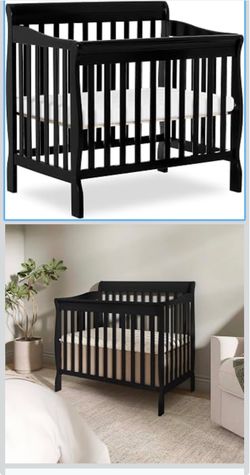 Black Wood Mini Baby Crib