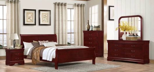 Brand new 4piece cherry queen sleigh bedroom set  + delivery