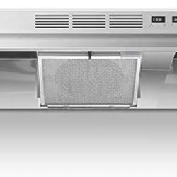 Stainless Steel Under Cabinet Range Hood 30 Inch, Tieasy 400 CFM Convertible Vent Hood with 2 Speed Exhaust Fan and Rocker Switch Control, Ducted/Duct
