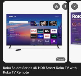 65 In Smart roku Tv W Remote