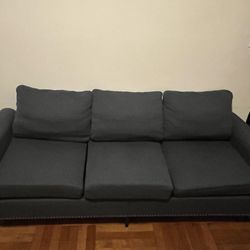 Three Seat Couch Sofa Blue With Removable Pillows