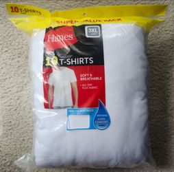 Hanes tagless T-shirts white quantity 10, size 3XL