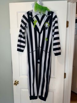 Beetlejuice Kids Hooded Fleece Costume Onesie Size 10/12