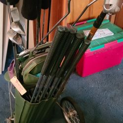 Vintage Pull Behind Golf Caddy With Seat