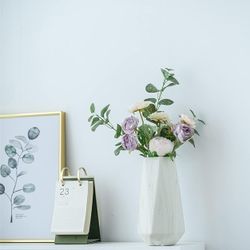 White Ceramic Vase, Modern Minimalist Style Vase, Oval Shaped Flower Vase, Tall Porcelain Floral Arrangement for Home Décor, Cylinder Bouquet Holder


