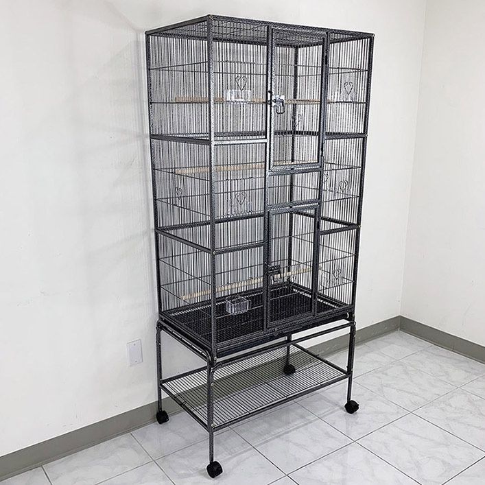 (NEW) $160 X-Large 69” Bird Cage for Mid-Sized Parrots Cockatiels Conures Parakeets Lovebirds Budgie, 31x19x69” 