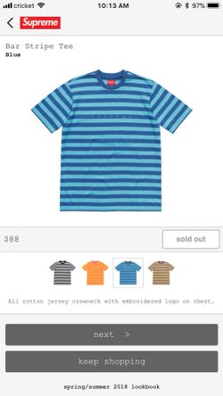 Supreme Bar Stripe Tee Blue XL for Sale in Spring TX OfferUp