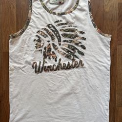 Mens Vintage Winchester Indian head Camo Cut Out Tank Top LRG - STAINED