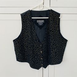Agapo Leather Black Gold Vest