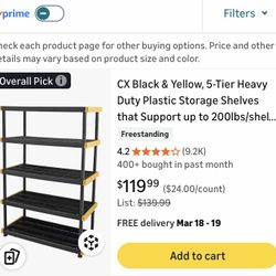 5 tier heavy duty plastic storage shelves