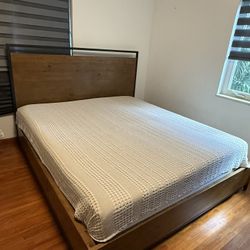 Cal King Wooden Bed & Mattress 