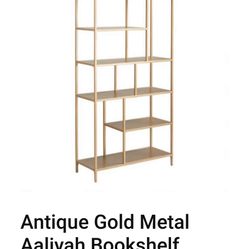 Antiqued Gold Metal Bookshelf