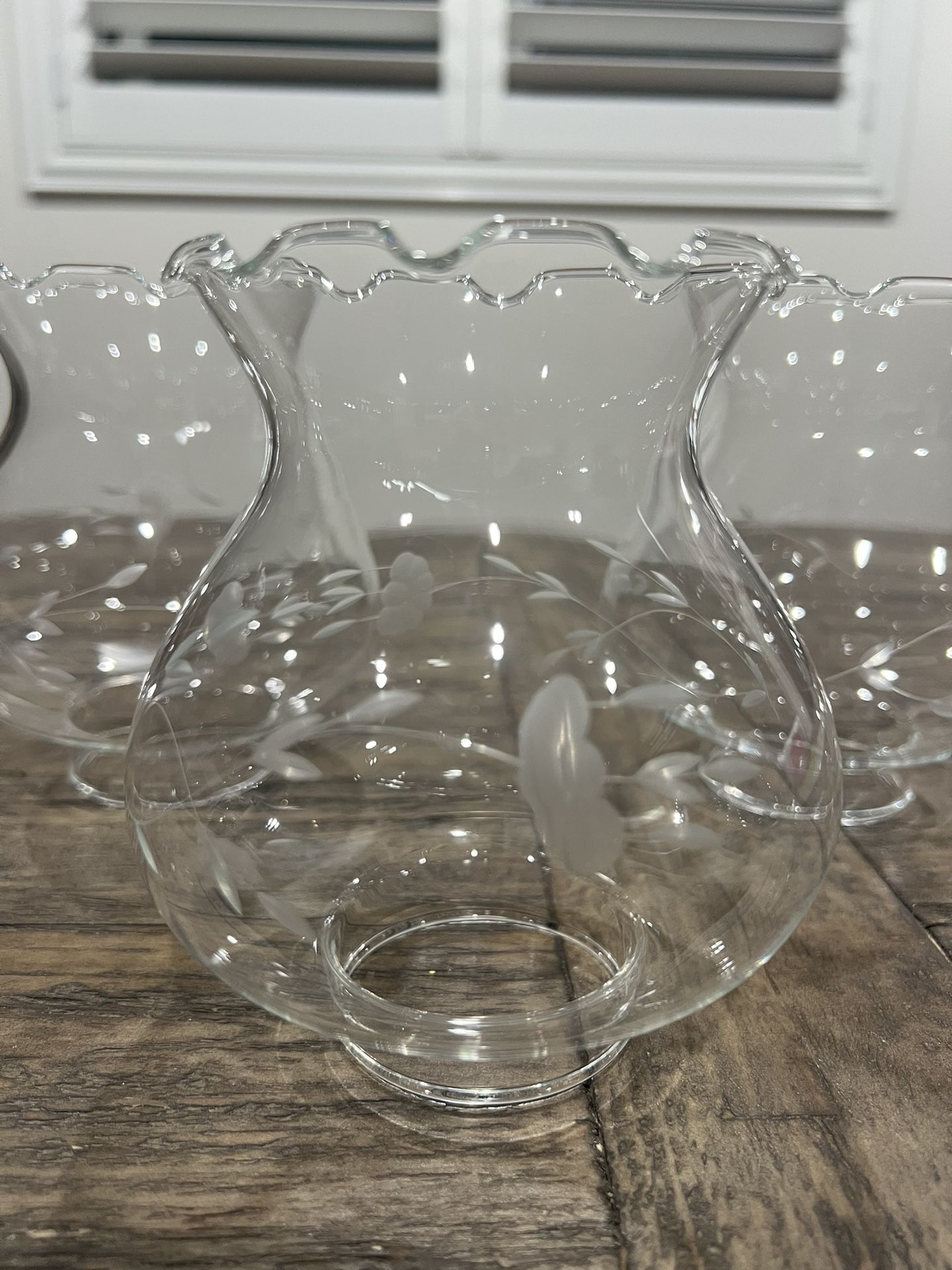 3 - Princess House Crystal Heritage Candle Hurricane Replacement Globes 5.25”