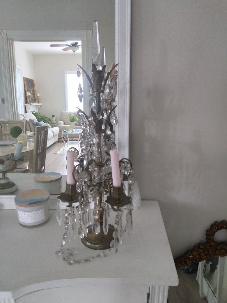 Antique French Crystal Candelabra