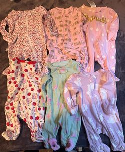 6pk Newborn Girl Sleepers