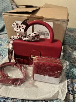 Small Red Purse With Scarf