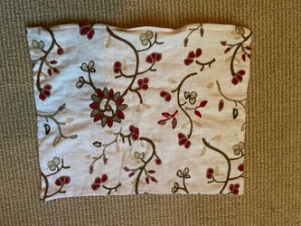 Pillow cover with zipper. 13.5”x17”. Linen with embroidery